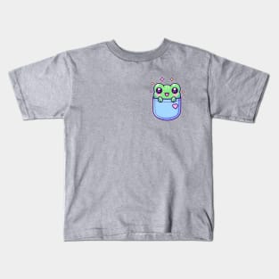 Kawaii Frog in Pocket Funny Toad Lover Kids T-Shirt